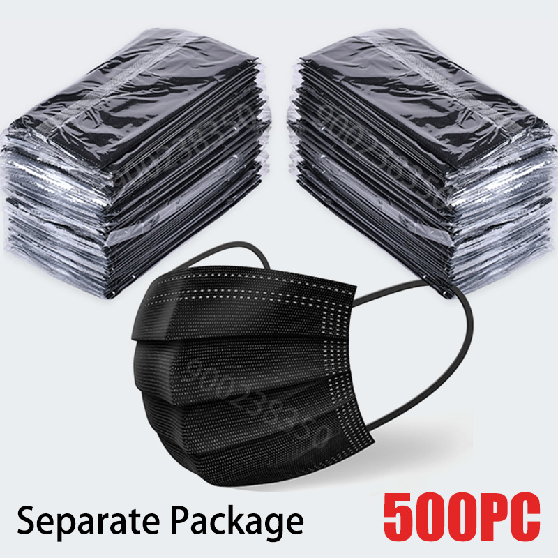 Disposable Surgical Mask - 10/50/100/200/500pcs Mask Disposable Separate Package Black