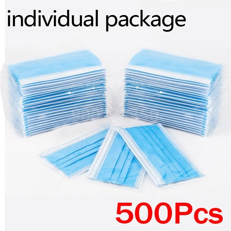 50-500pcs Disposable Adults in - Disposable Mask Blue 리뷰 및 가격