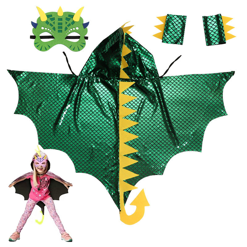 Child Green Dinosaur Cloak wit - Kids Face Mask 리뷰 및 가격