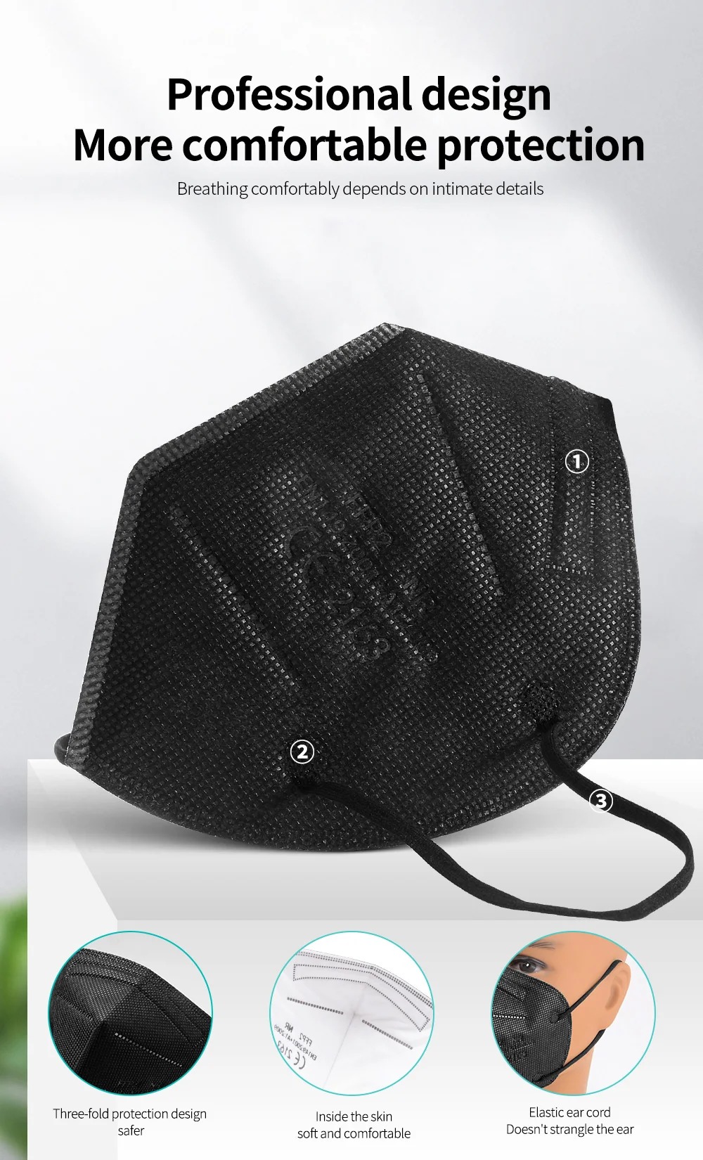 5Layer FFP2 Masks CE Approve K - Black Face Mask Pack 리뷰 및 가격