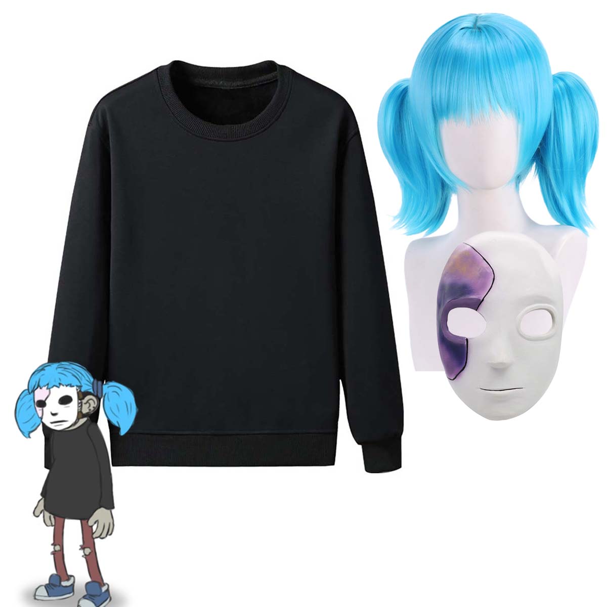 Adult Game Sally Face Cosplay  - Black Face Mask Pack 리뷰 및 가격