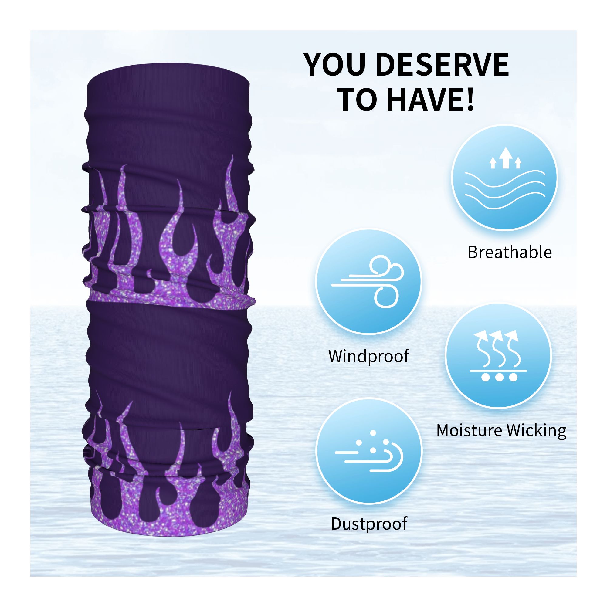 Custom Purple Glitter Flames B - Neck Gaiter Face Cover 리뷰 및 가격