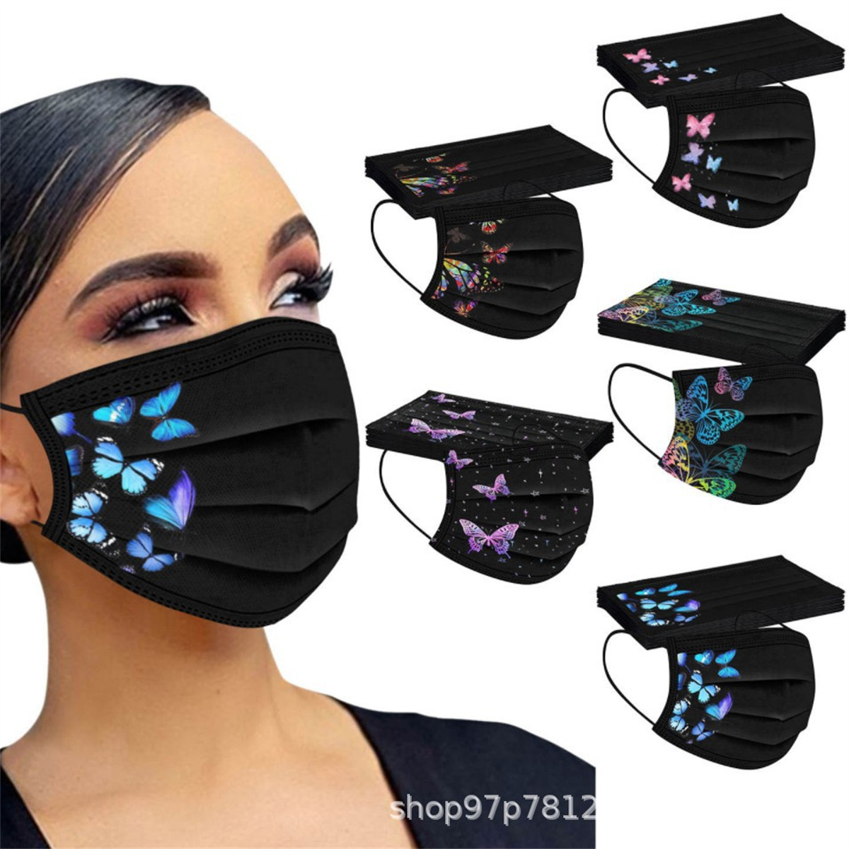 50pcs colorful butterfly print - Disposable Surgical Mask 리뷰 및 가격